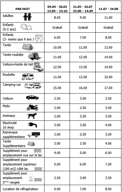 Listino Prezzi FRA 2025 - Camping La Spiaggia