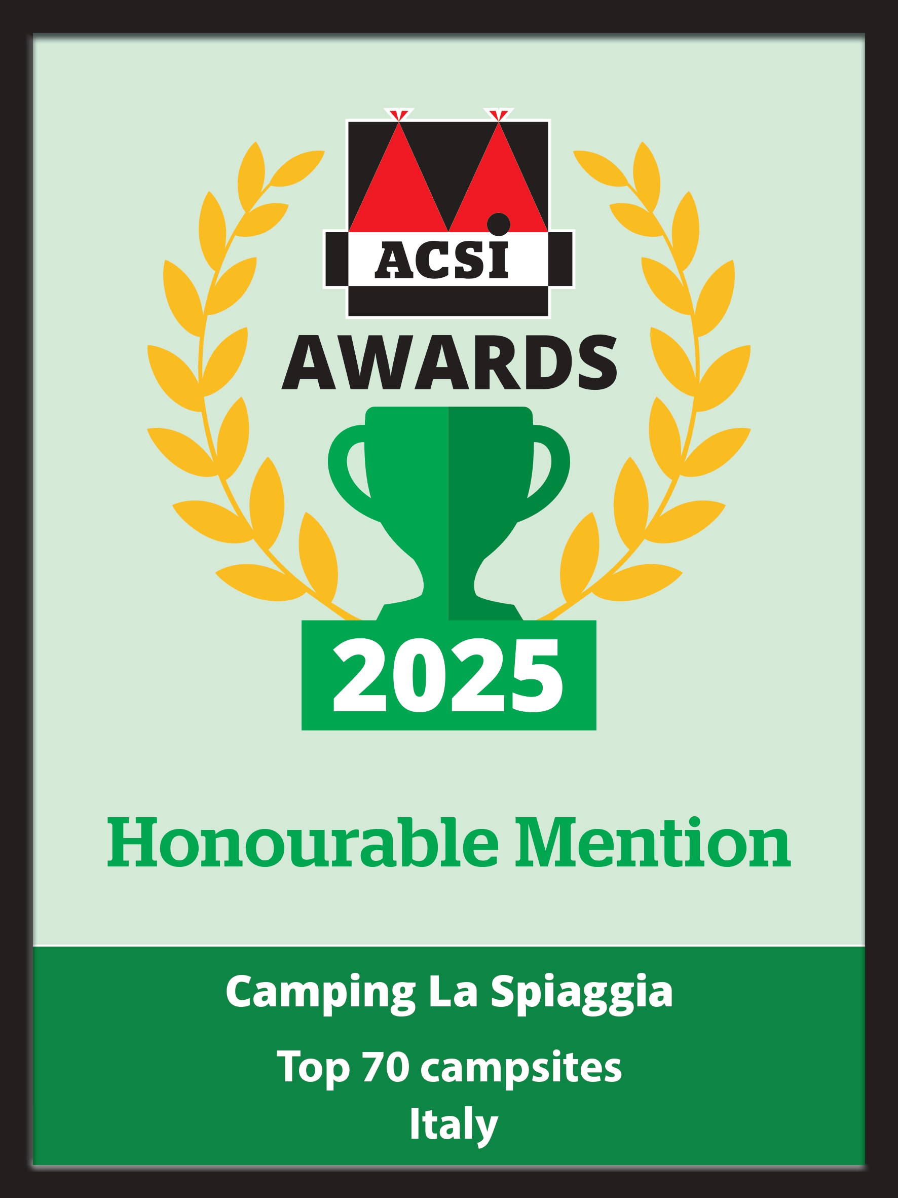 Attestato ACSI 2025- Camping La Spiaggia